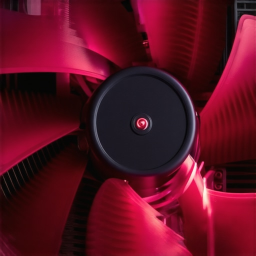 Close-up of a high-end PC cooling fan with optimized blades designed for efficient airflow and low noise.