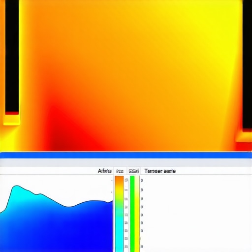 Screenshot of thermal simulation software showing airflow and temperature distribution in PC cooling design