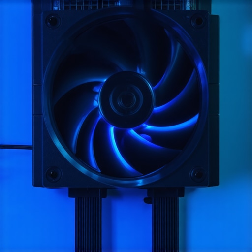 Close-up of a high-performance PC cooling fan with dynamic LED lighting and detailed blades
