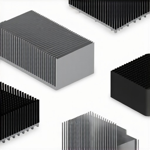 Close-up of innovative heatsinks with nanocoatings and phase-change materials for enhanced thermal management.