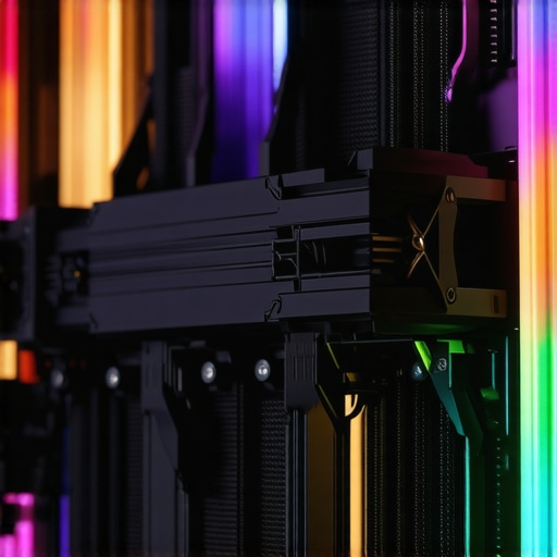 Futuristic PC cooling setup with multiple fans and thermal sensors