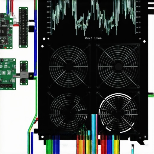 Close-up of a microcontroller-based fan management system showing real-time thermal data and control interfaces.
