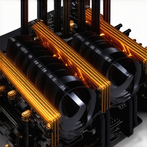 Futuristic PC cooling system with heat pipes and AI-controlled fans