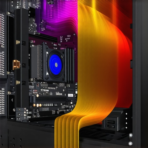 Computer airflow CFD simulation with airflow paths and temperature zones.
