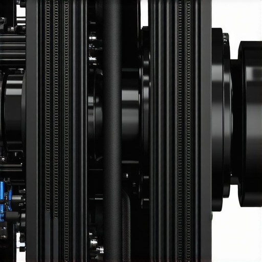 Close-up of a high-end custom PC water cooling loop with tubes, radiators, and coolant flow