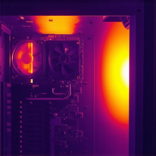 Thermal imaging of PC components highlighting heat hotspots and airflow patterns