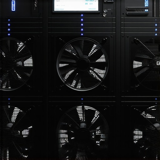 Diagram showcasing AI-powered cooling components with sensors and adaptive fans.