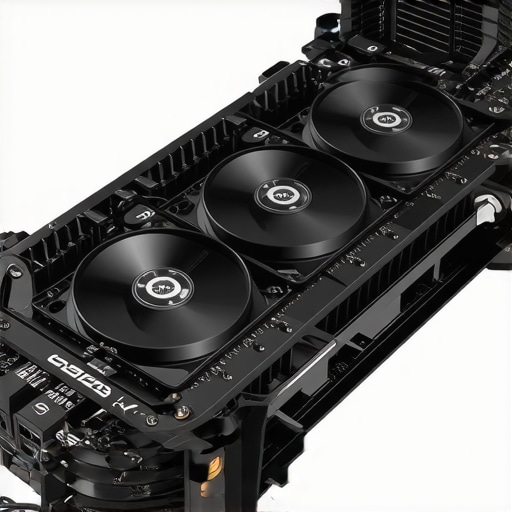 Illustration of a cutting-edge, AI-powered modular PC cooling setup with microchannels and adaptive controls.