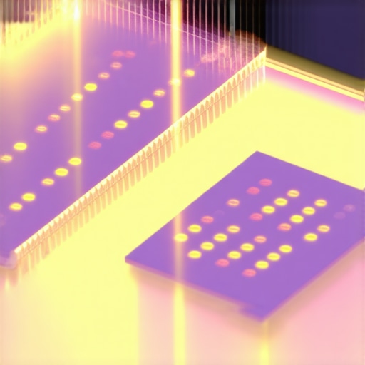 Close-up illustration of quantum dots embedded in a thermal interface material facilitating heat transfer