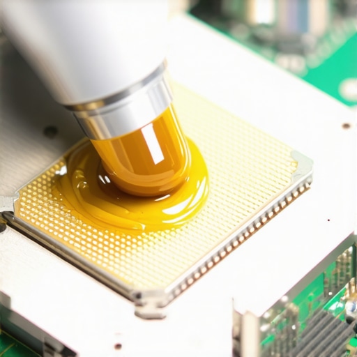Detailed close-up of liquid metal thermal interface being carefully applied to a CPU surface for enhanced cooling.