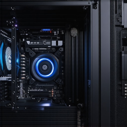 Visual depiction of a high-performance PC with advanced liquid cooling, strategically placed case fans, and external environmental controls.