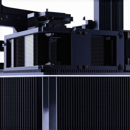 Illustration of a high-tech CPU cooler with nano-coatings and integrated sensors for adaptive thermal regulation