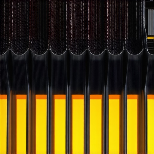 Microscopic view of nano-coated heatsink fins illustrating improved thermal conductivity