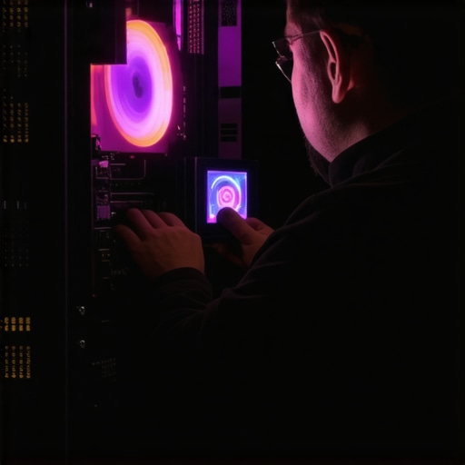 Technician conducting thermal imaging scan on a custom-built gaming PC to identify hotspots and cooling efficiency