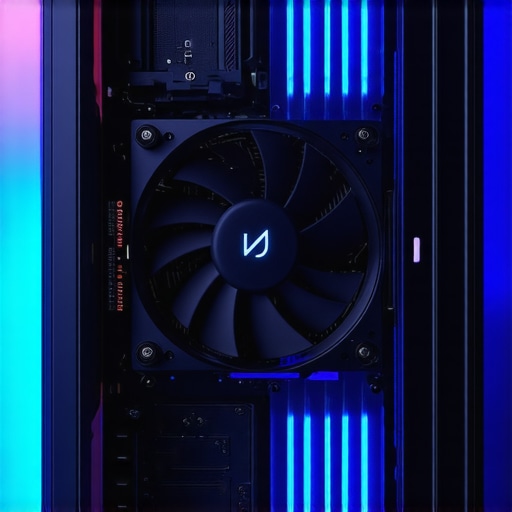 AI-Driven PC Cooling Monitoring System Futuristic PC cooling system with sensors and data analytics interface