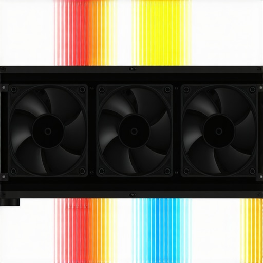 Illustration of case fans arranged for optimal airflow in PC case