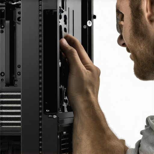Expert optimizing vertical AIO installation for air entrapment prevention. Technician fine-tuning vertical PC liquid cooling loop to eliminate air bubbles.