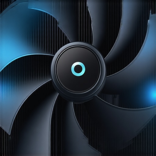 Next-Gen Fan Blade Design for Superior Static Pressure Close-up of high-tech fan blades with aerodynamic features and airflow patterns